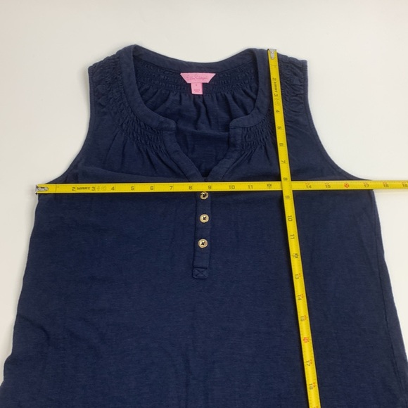 Lilly Pulitzer Essie Dress Navy Blue Gold Buttons Sleeveless tank Size Small - Picture 9 of 11